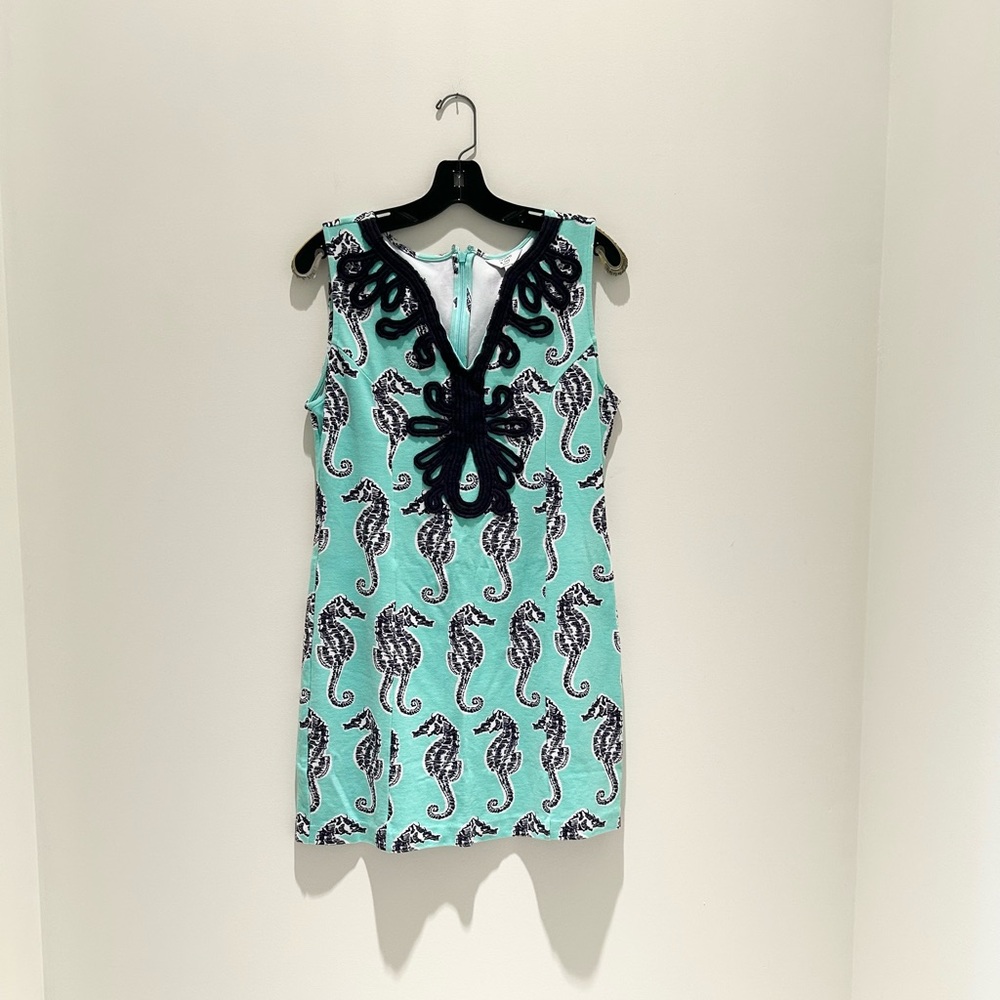 Crown & Ivy Seahorse Print Mini Dress - Mint and Black